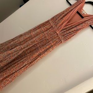 Orange floral flowy maxi dress